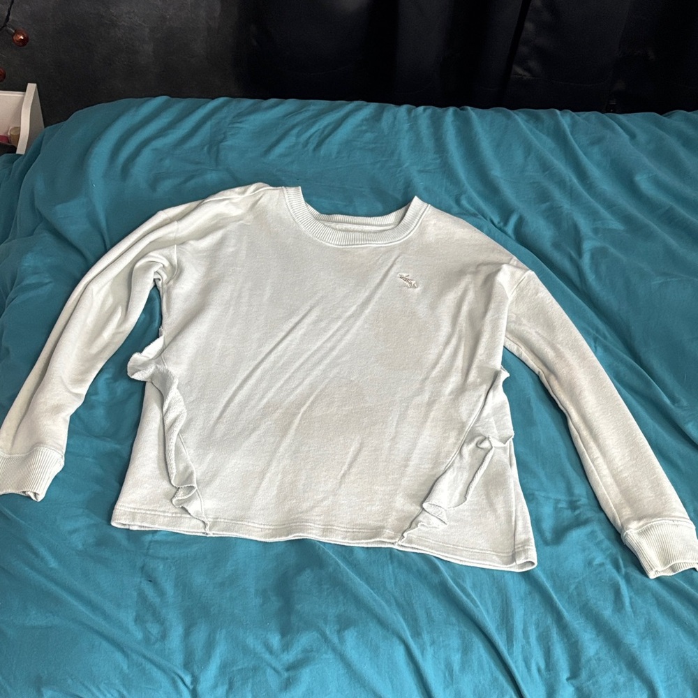 abercrombie kids white ruffle-side sweatshirt